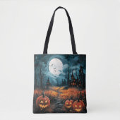 griezelig spookhuis vol maan enge halloween tote bag (Voorkant)