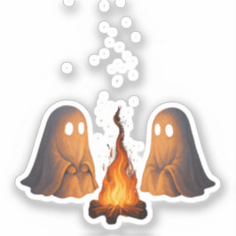 Griezelig spookkampvuur nacht bos kunst - Hallowee Sticker