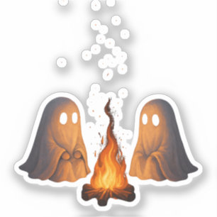 Griezelig spookkampvuur nacht bos kunst - Hallowee Sticker
