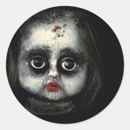 Griezelig Spooky Doll Halloween Gore Ronde Sticker