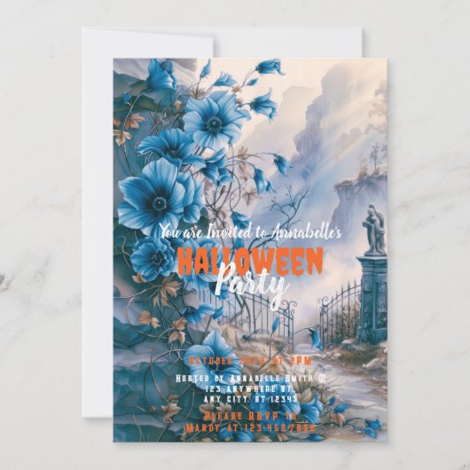 Griezelig Spooky Graveyard Cemetery Halloween Part Kaart (Voorkant)