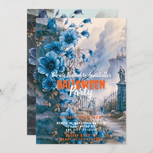 Griezelig Spooky Graveyard Cemetery Halloween Part Kaart (Voorkant / Achterkant)