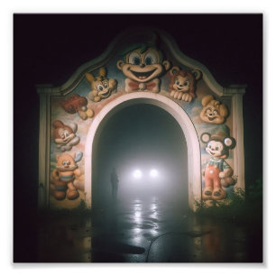 Griezelig themapark Surrealistische droomcore esth Foto Afdruk