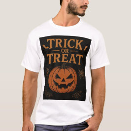 Griezelig “Trick or Treat” Halloween Pompoen Desig T-shirt
