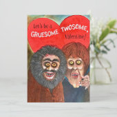 Griezelig  Valentijn's dag paar Feestdagenkaart (Staand voorkant)