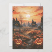 Griezelig veld van Jack-O' Lanterns Halloween Kaart (Achterkant)