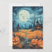 Griezelig veld van Jack-O' Lanterns Halloween Kaart (Achterkant)