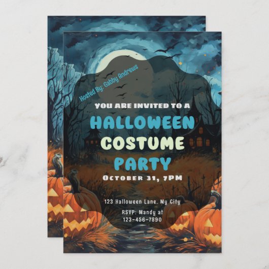 Griezelig veld van Jack-O' Lanterns Halloween Kaart (Voorkant / Achterkant)