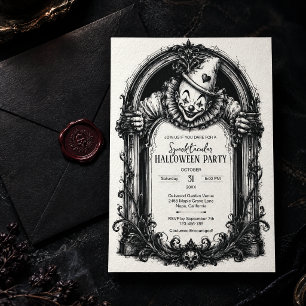 Griezelig Vintage Clown Halloween Feest Kaart