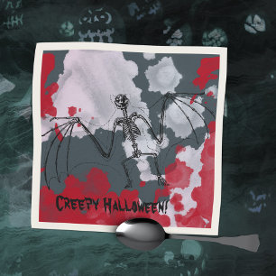 Griezelig vleermuis skelet griezelige Halloween-fe Servet