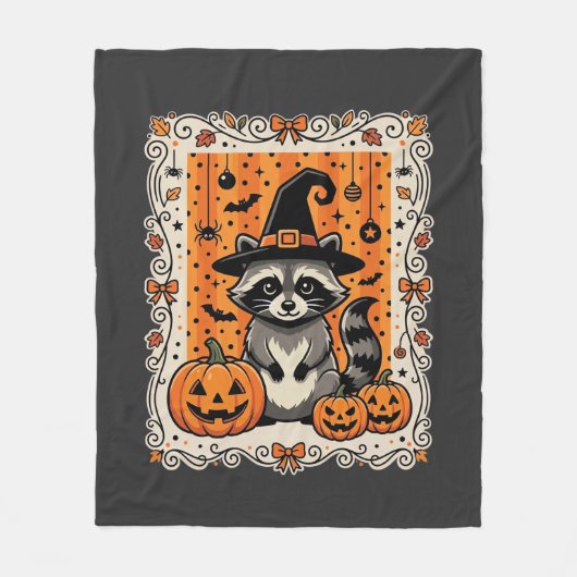 Griezelig Wasbeer Halloween Pompoen Design_1 Fleece Deken (Voorkant)