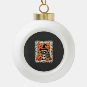 Griezelig Wasbeer Halloween Pompoen Design_1 Keramische Bal Ornament