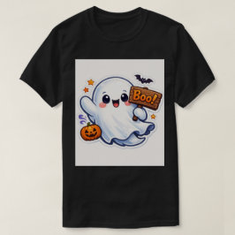 Griezelig-weet Halloween-spookstickertje T-shirt