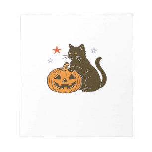 Griezelig zoete Halloween Kitty Klassiek T-shirt Notitieblok