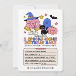 Griezelig zoete Halloween-verjaardagsuitnodiging Kaart