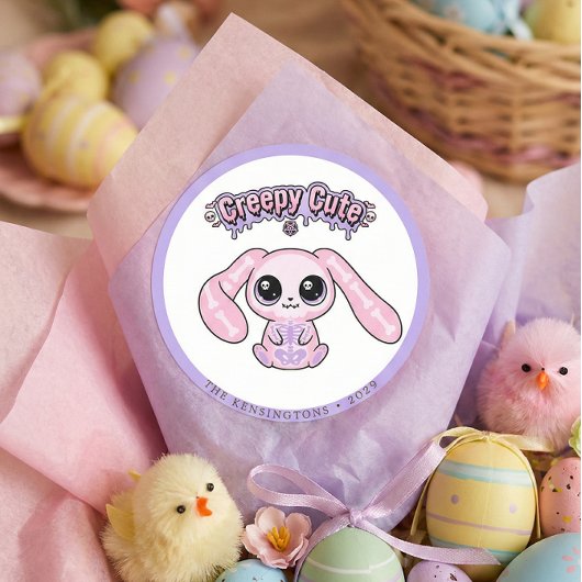 Griezelig zoete pastel goth konijn Pasen sticker