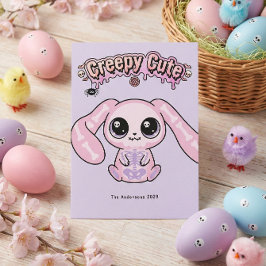 Griezelig zoete Pastel Goth Pasen Schedel Konijn Feestdagenkaart