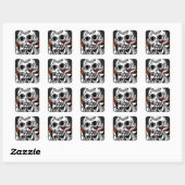 Griezelig zwart en Sinaasappel Skeleton Halloween Vierkante Sticker (Vel)