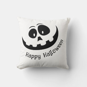 Griezelig Zwart en Wit Gelukkig Halloween Kussen