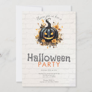 Griezelig zwart Jack-O' lantaarn Halloween Party Kaart