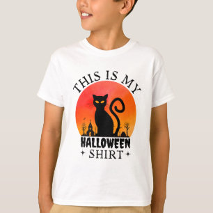 Griezelig zwart kat kind Halloween T-shirt