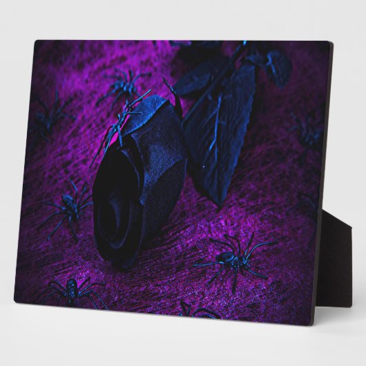 Griezelig zwart materiaal Roos, Zwarte Spinnen Fotoplaat (Zijkant)