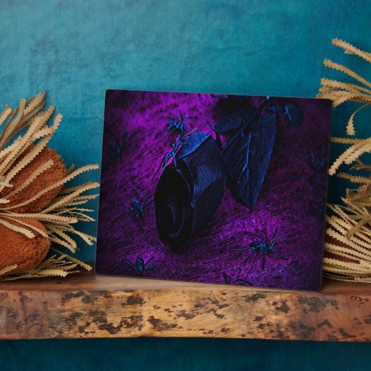 Griezelig zwart materiaal Roos, Zwarte Spinnen Fotoplaat (Zijkant)