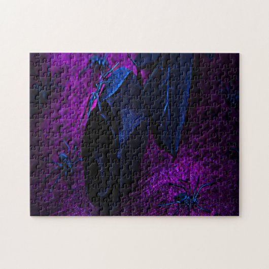 Griezelig zwart materiaal Roos, Zwarte Spinnen Legpuzzel (Horizontaal)