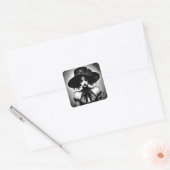 Griezelig zwart-wit vrouw in Pet Vierkante Sticker (Envelop)
