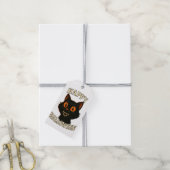 Griezelig Zwarte Kat Halloween Feest Cadeaulabel (Met Touw)