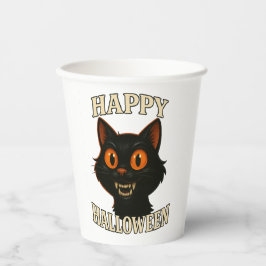 Griezelig Zwarte Kat Halloween Feest Papieren Bekers