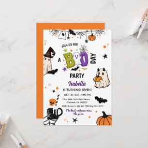 Griezelige 7e verjaardags Halloween-feest Griezelf Kaart