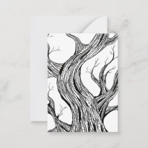 Griezelige abstracte boom pentekening kunst notitiekaartje