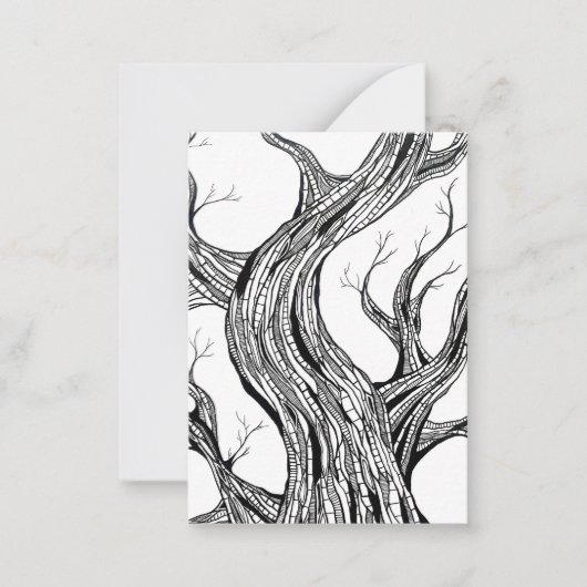 Griezelige abstracte boom pentekening kunst notitiekaartje (Voorkant)