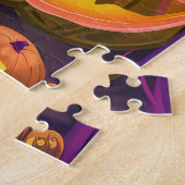 Griezelige Akita Halloween Heks en Pompoen Legpuzzel (Zijkant)