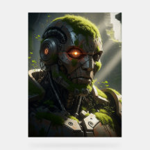 Griezelige Android overwoekerd Cyberpunk Art