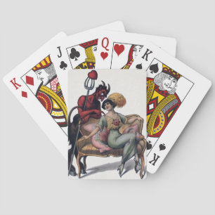 Griezelige antieke duivel pokerkaarten