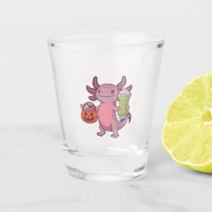 Griezelige Axolotl met Matcha en Treat Halloween Shot Glas