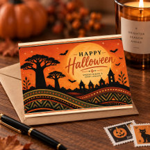 Griezelige Baobab Halloween Ansichtkaart