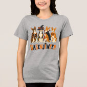 Griezelige Basenjis Halloween-ontwerp Basenjiween Tri-Blend Shirt (Voorkant)
