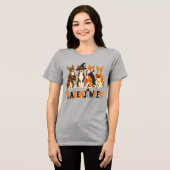 Griezelige Basenjis Halloween-ontwerp Basenjiween Tri-Blend Shirt (Voorkant volledig)