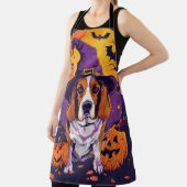 Griezelige Beagle Halloween Heks en Pompoen Schort (Insitu)