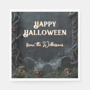 Griezelige begraafplaats 3D grafstenen Halloween Servet