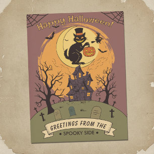 Griezelige begraafplaats - Halloween scène Briefkaart