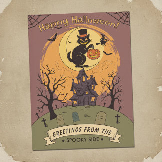 Griezelige begraafplaats - Halloween scène Briefkaart