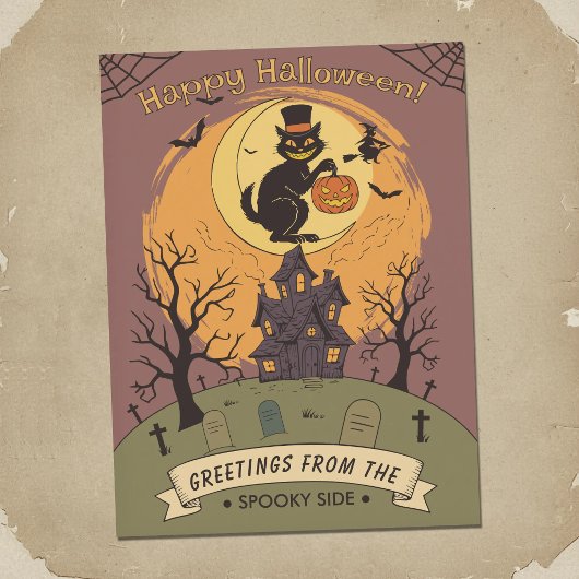 Griezelige begraafplaats - Halloween scène Briefkaart