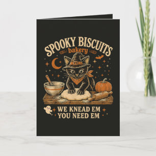 Griezelige Biscuit Bakkerij Zwarte Kat Halloween Feestdagen Kaart