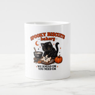 Griezelige Biscuit Bakkerij Zwarte Kat Halloween Grote Koffiekop