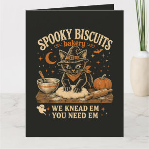 Griezelige Biscuit Bakkerij Zwarte Kat Halloween Kaart