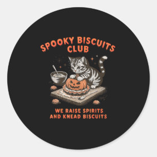 Griezelige Biscuit Club Kat Halloween Bakken Ronde Sticker